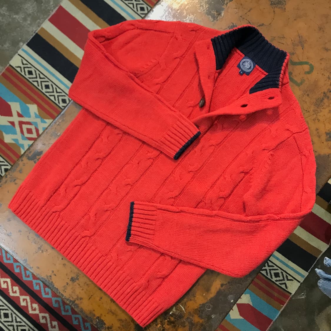 제이프레스 오렌지레드 케이블 버튼 풀오버 스웨터 남성 102 105  상품이미지2