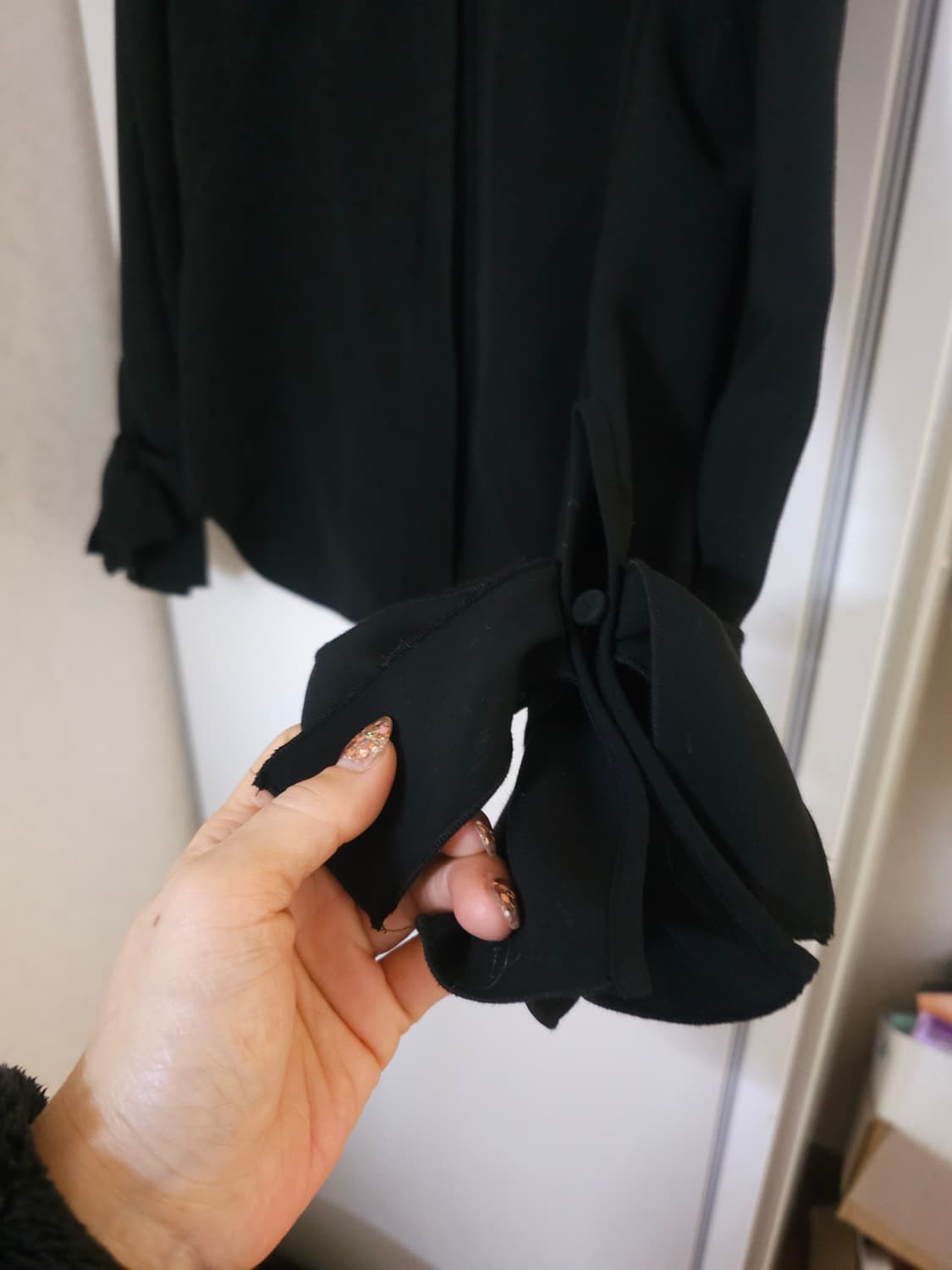 새상품)미샤 실크배색 차이나넥 블라우스 상품이미지4