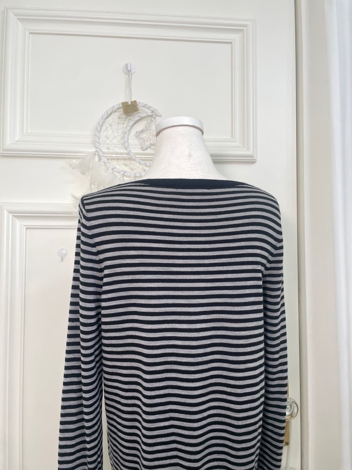 gray black stripe basic knit top(size-L) 상품이미지4