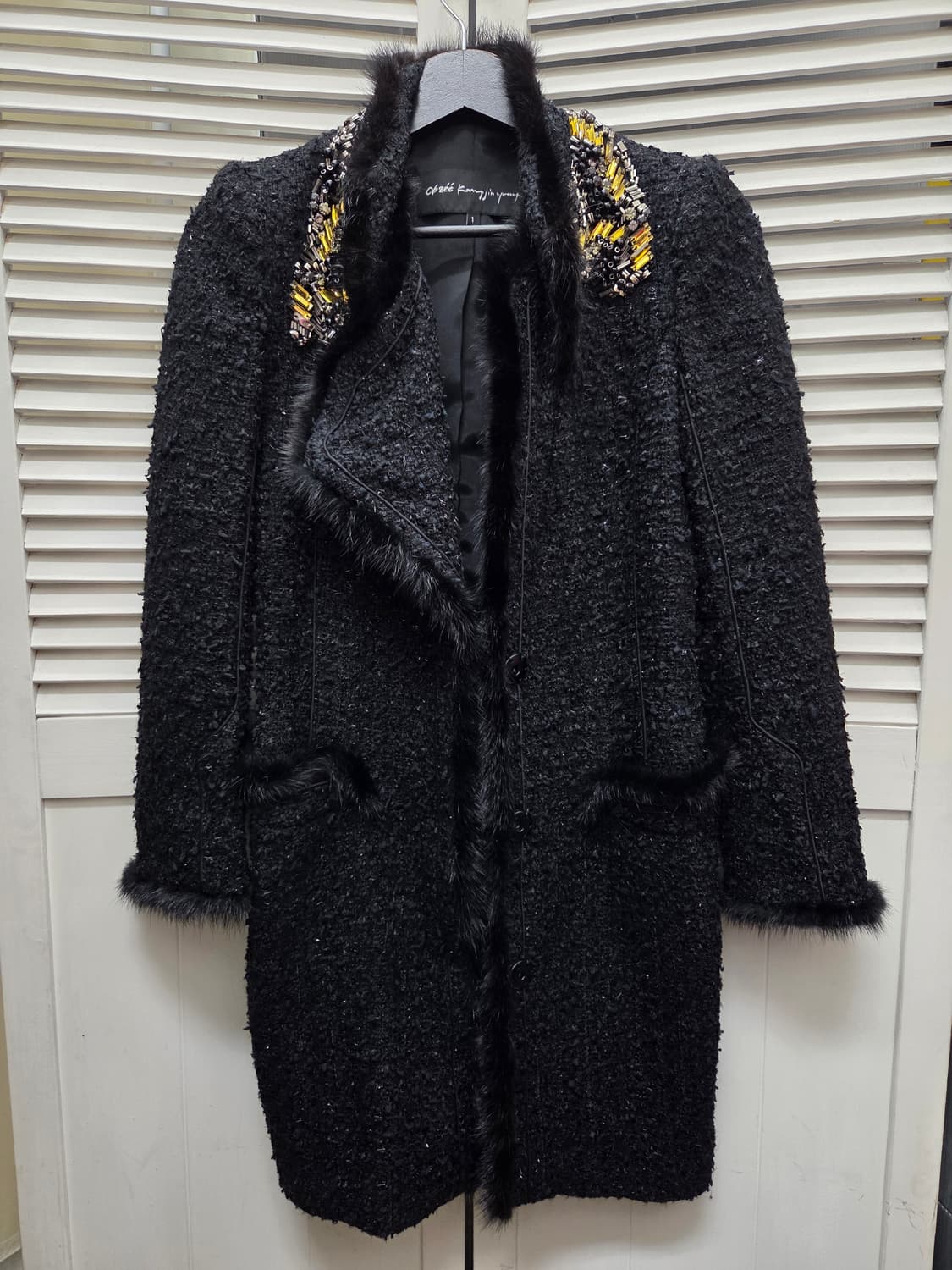 오브제 밍크 트리밍 울 싱글 코트 상품이미지2