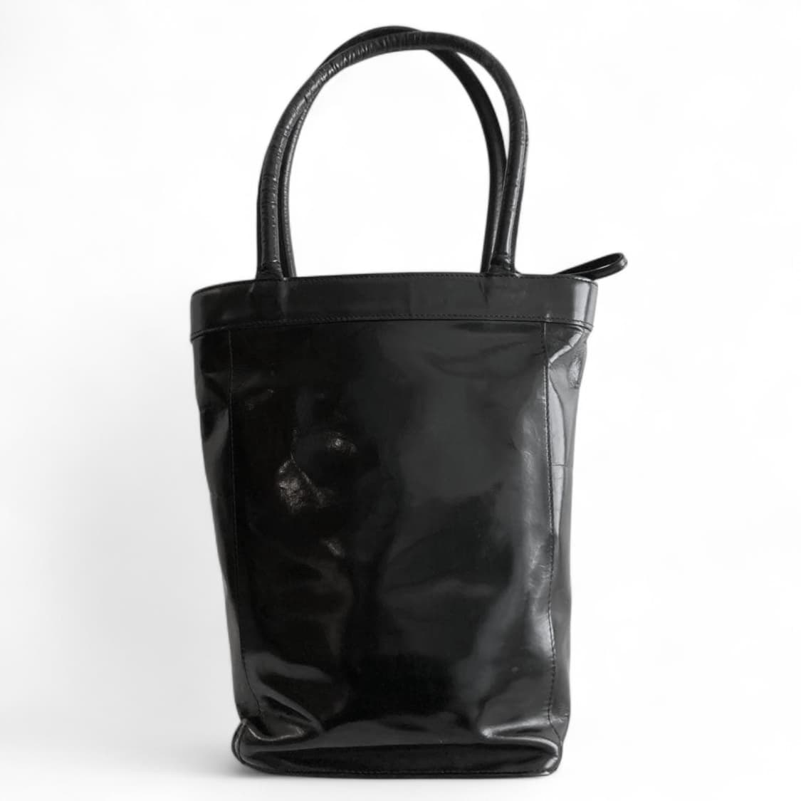 요지 야마모토 와이즈 소가죽 드로스트링 핸드백 상품이미지1