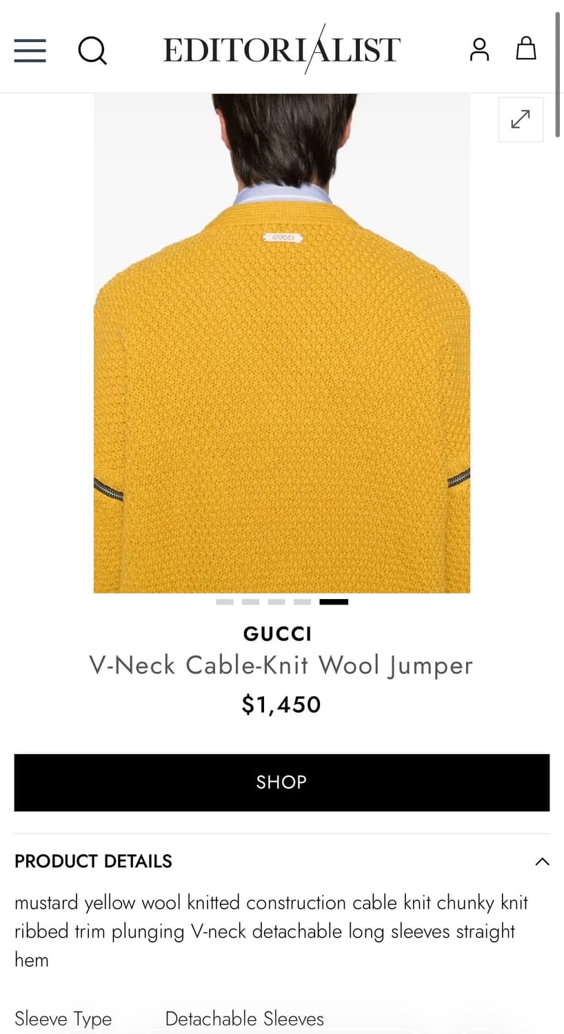 구찌 V넥 니트 (새상품) 상품이미지5