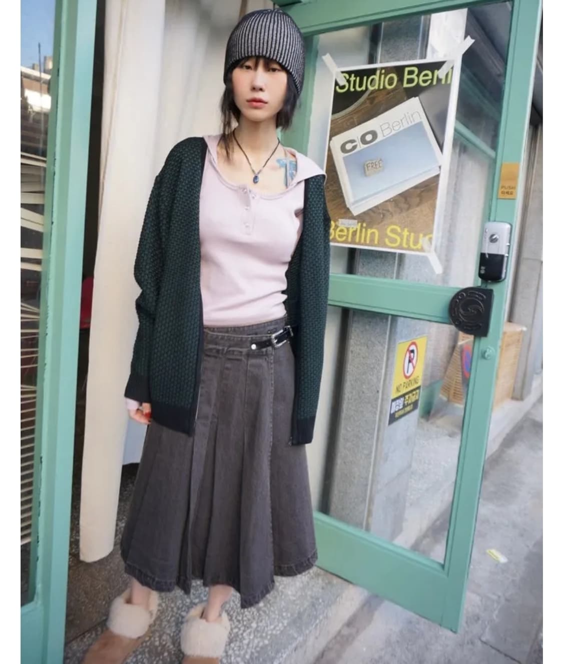 모래하우스 ribbed snap 티 핑크 상품이미지2