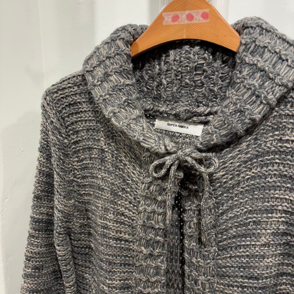 SUPER HAKKA 에스닉 히피 원버튼 그레이 니트 가디건 일본 빈티지 상품이미지5