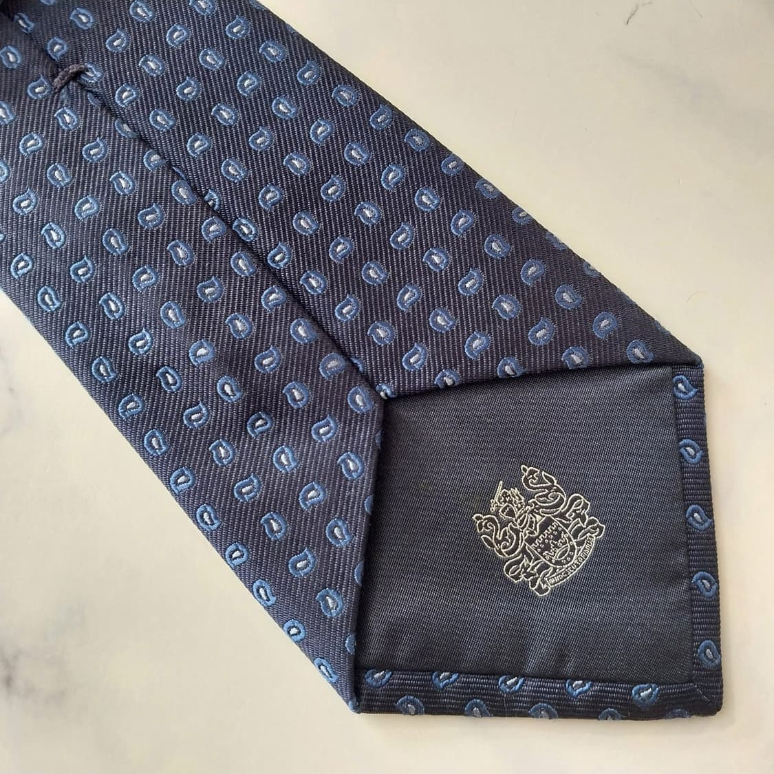 아쿠아스큐텀 실크 네이비 페이즐리 넥타이 9.4cm A+등급 K2154
 상품이미지7