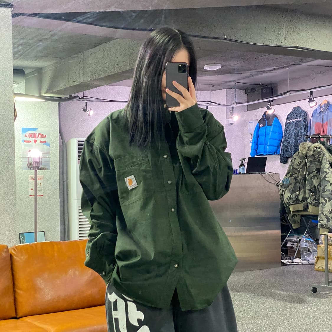 칼하트 다크그린 포켓 워크 셔츠 B3622 상품이미지1