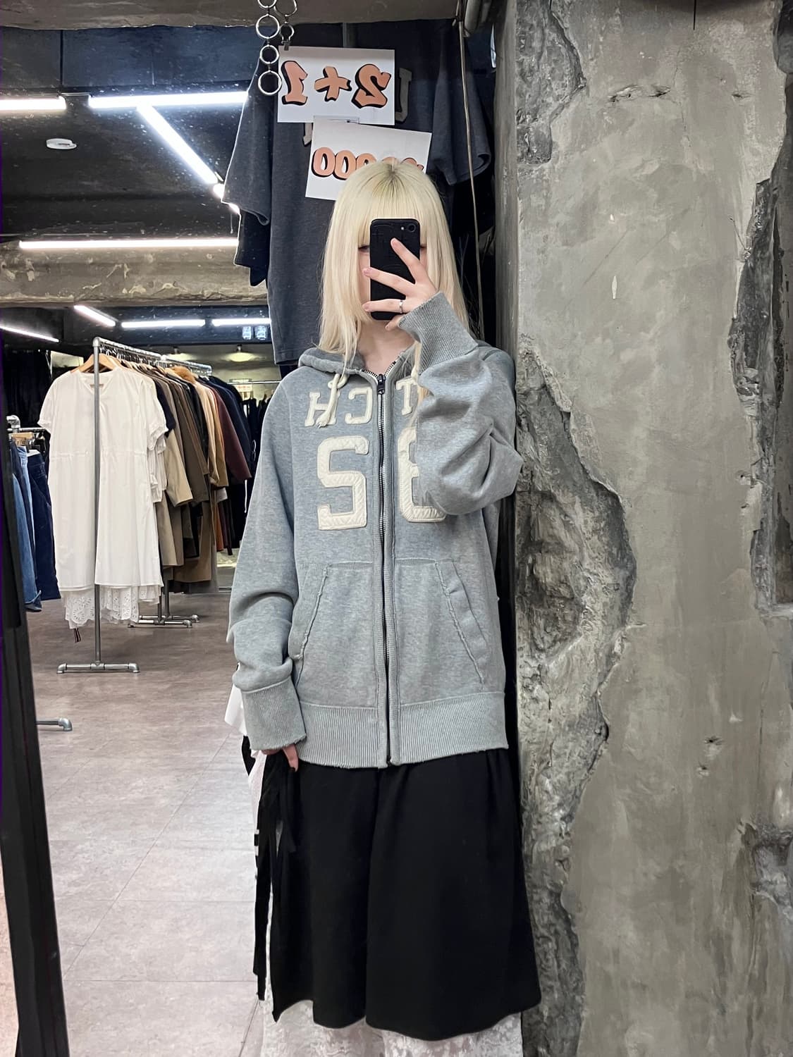 아베크롬비 기모 후드집업 그레이 M #csz3977 상품이미지2