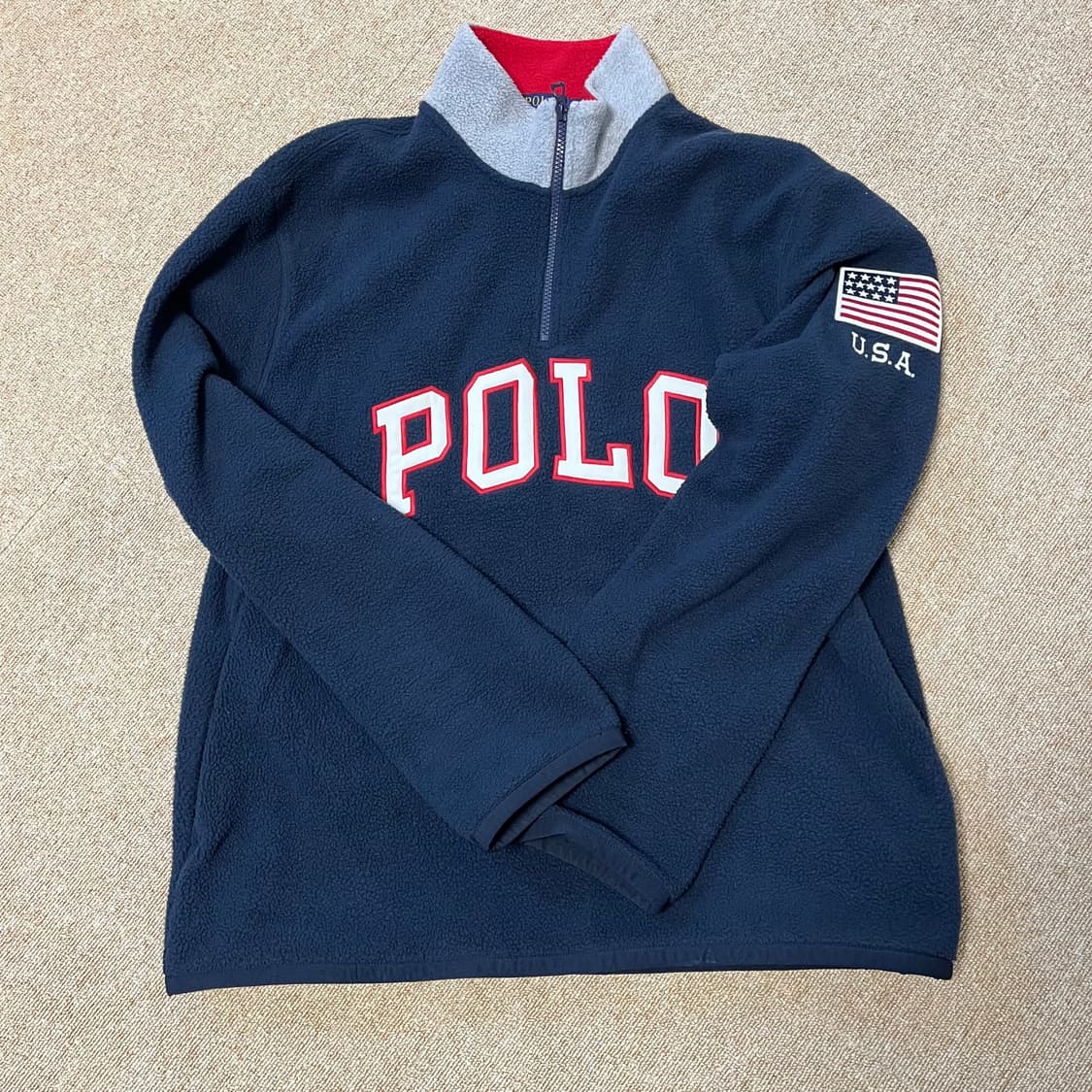 폴로 랄프로렌 성조기 하프집업 후리스 네이비 상품이미지1