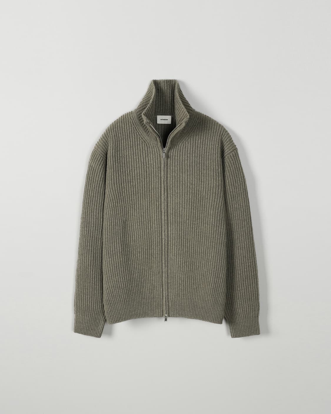 인더로우 로이 풀 집업 니트 카키 멜란지 4사이즈(xl) 상태 좋음 상품이미지4