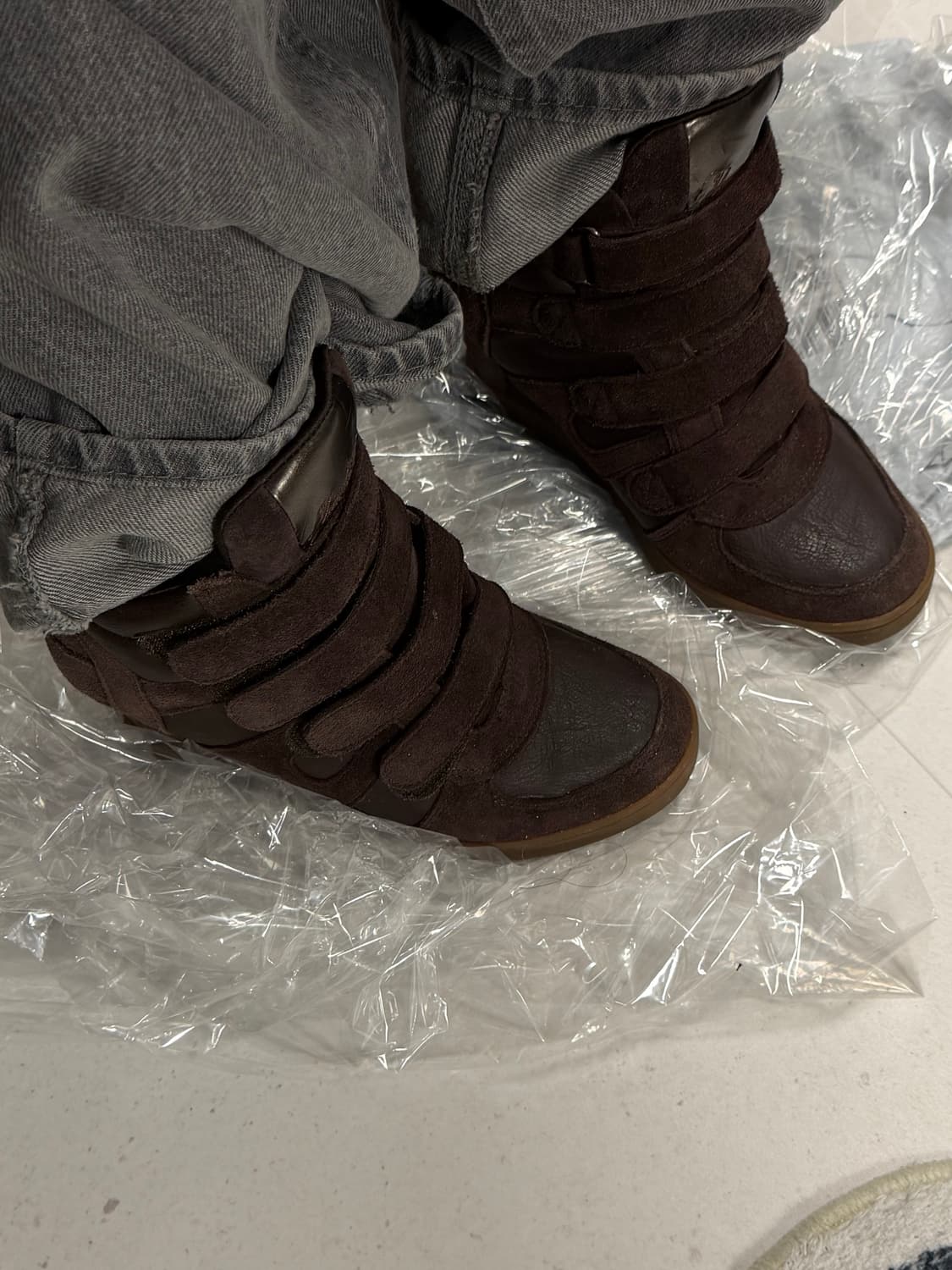 호킨스 스포츠 웨지 벨크로 스니커즈 브라운 235 상품이미지1