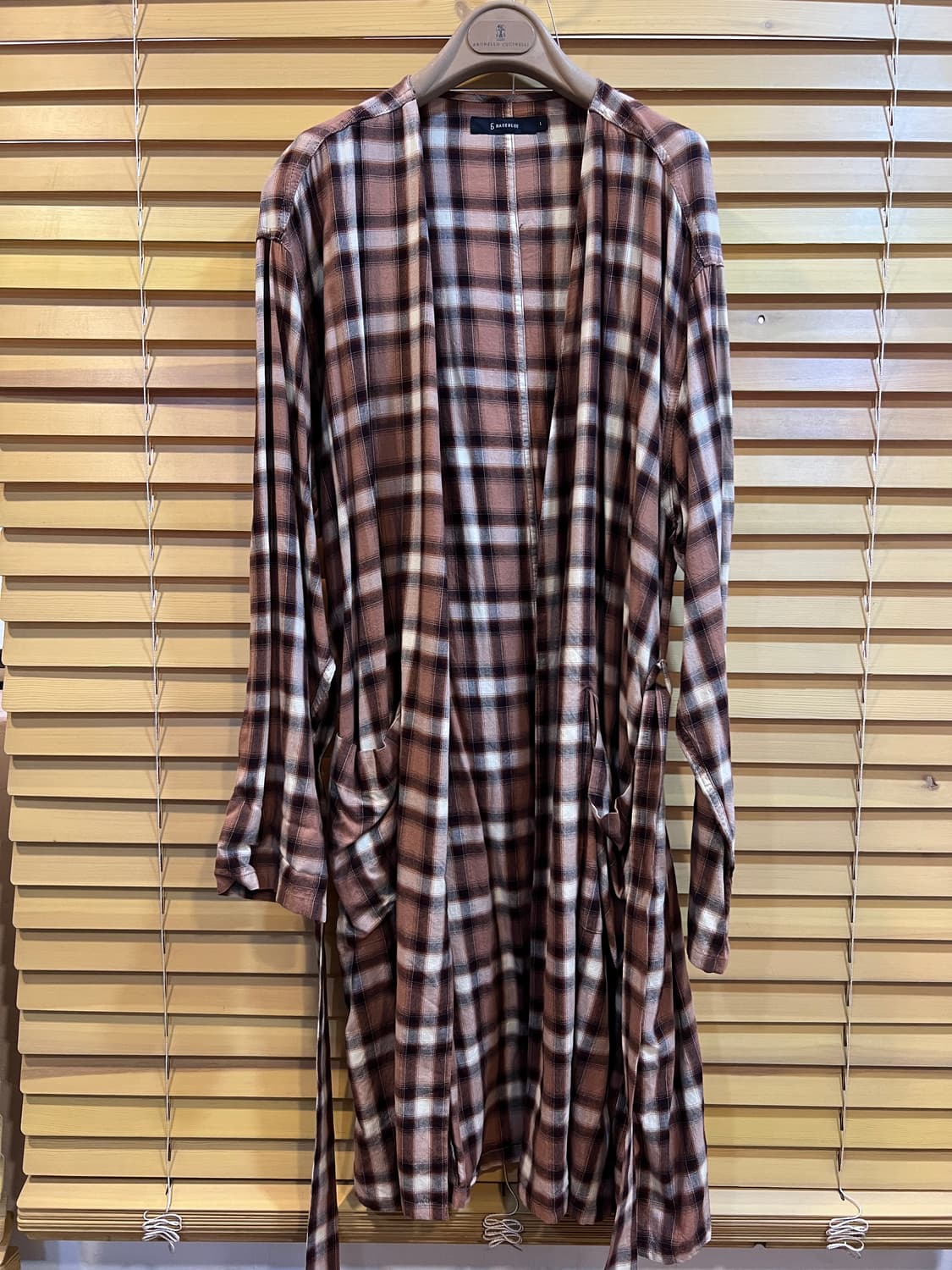 RAGEBLUE 일본수입 브라운체크 로브가디건 레이어드가운 상품이미지3