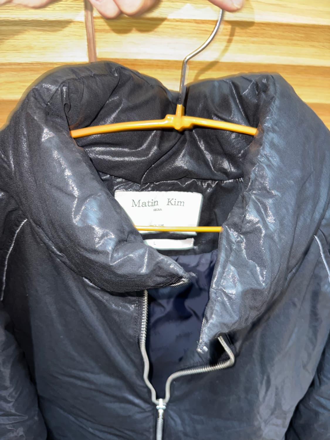 마뗑킴 마뗑 로고 코팅 다운 점퍼 블랙 L 상품이미지3