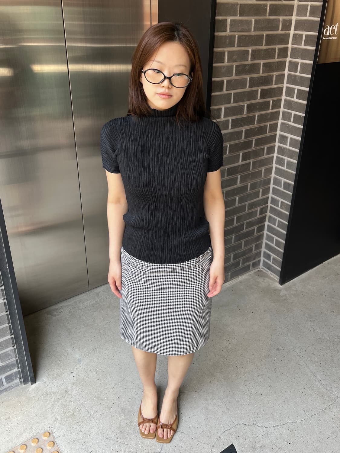 Hiroko Bis 히로코비스 플리츠 탑 블랙 상품이미지5