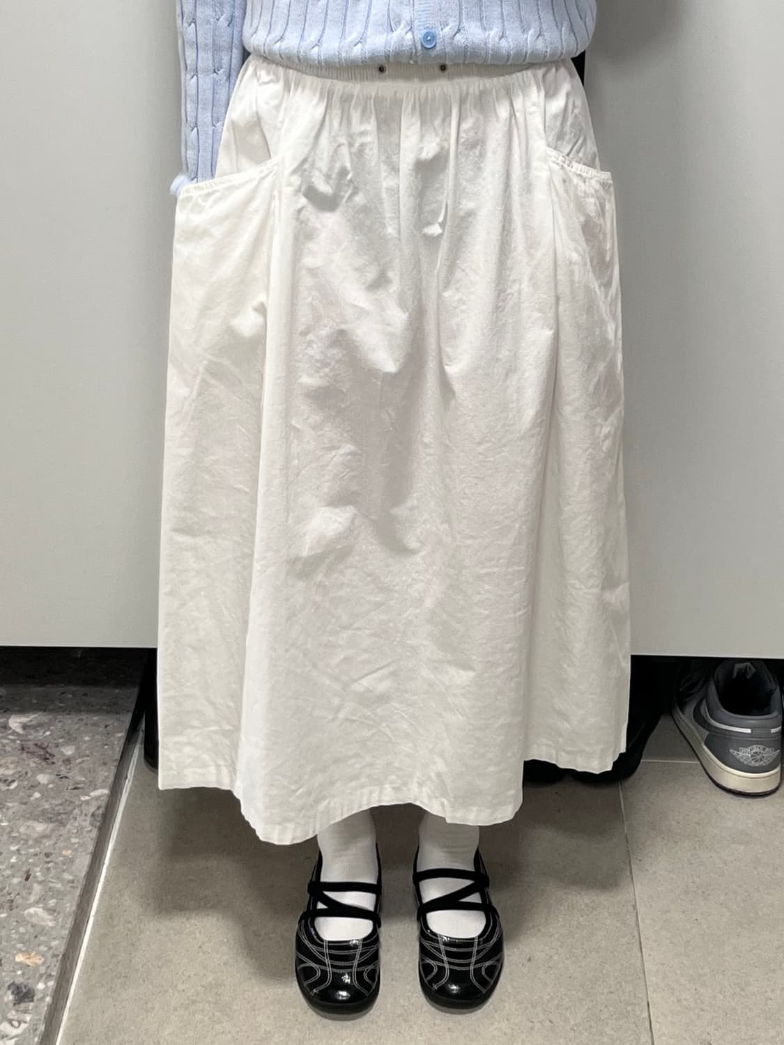 미국 빈티지 허리 아일렛 코튼 롱 플레어 치마 상품이미지2