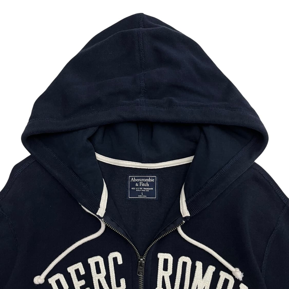 아베크롬비 센터로고 네이비 후드집업 L 상품이미지5