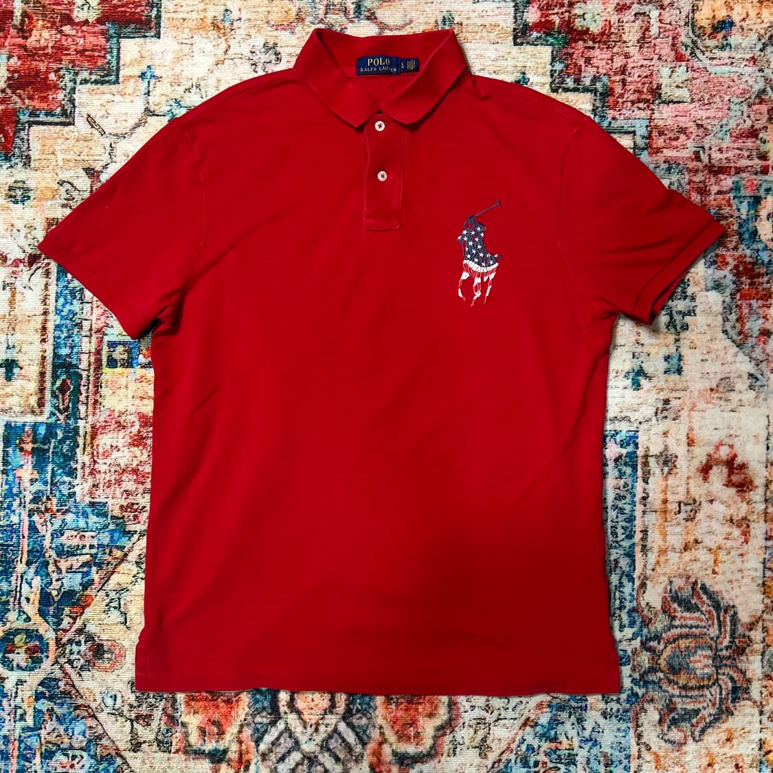 [L] 폴로 랄프로렌 성조기 빅포니 카라 반팔 상품이미지1