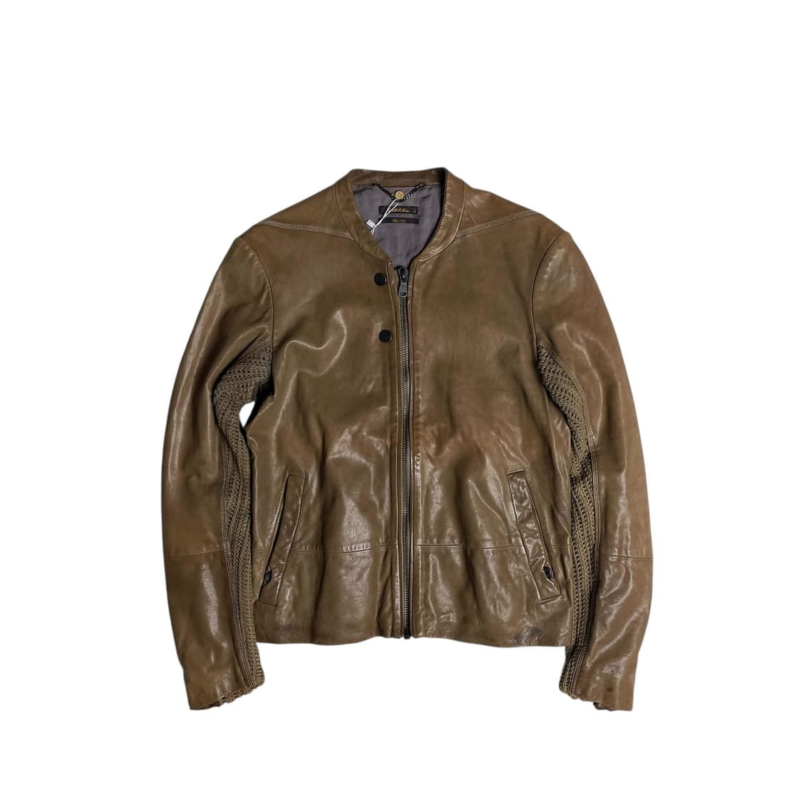 Diesel black gold 슬리브 니트 포인트 레더 자켓 상품이미지1