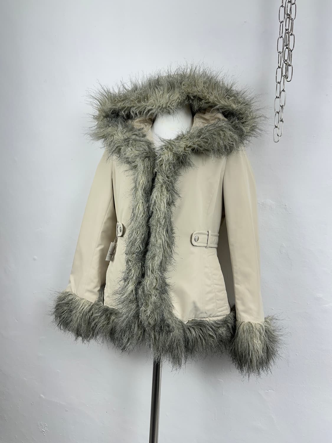Grayish Hood Fur Jacket 상품이미지1