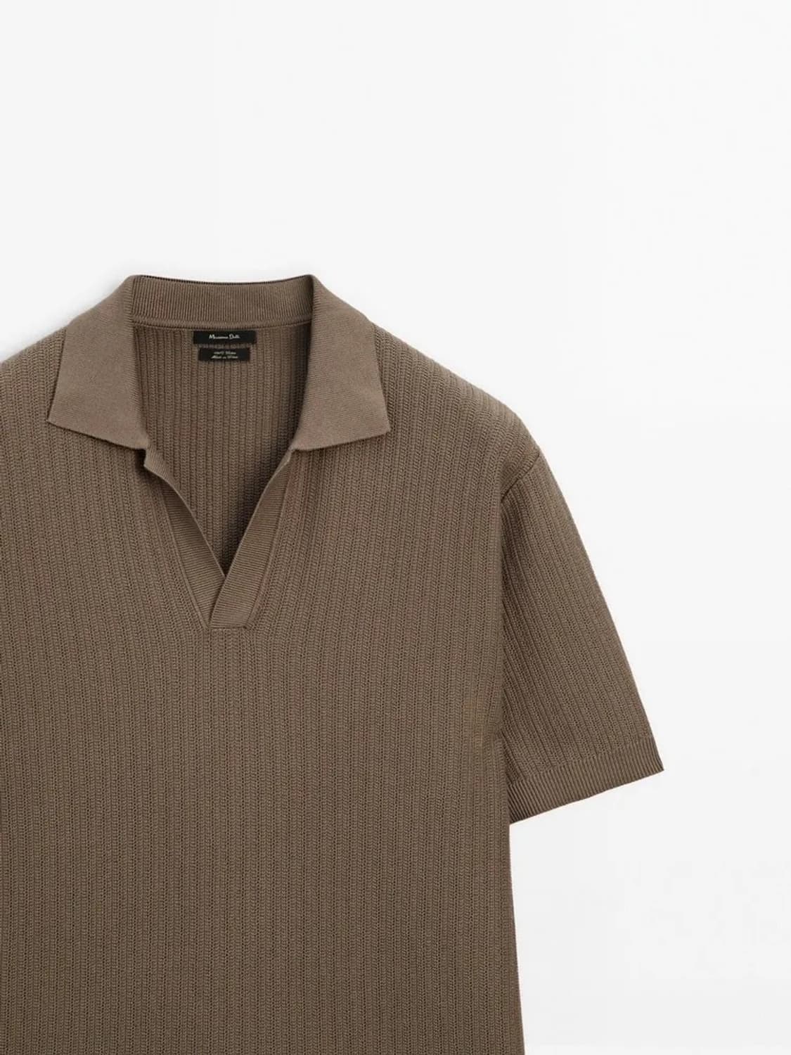 마시모두띠 / 패브릭 디테일 니트 폴로 셔츠 / 브라운 XL 상품이미지4