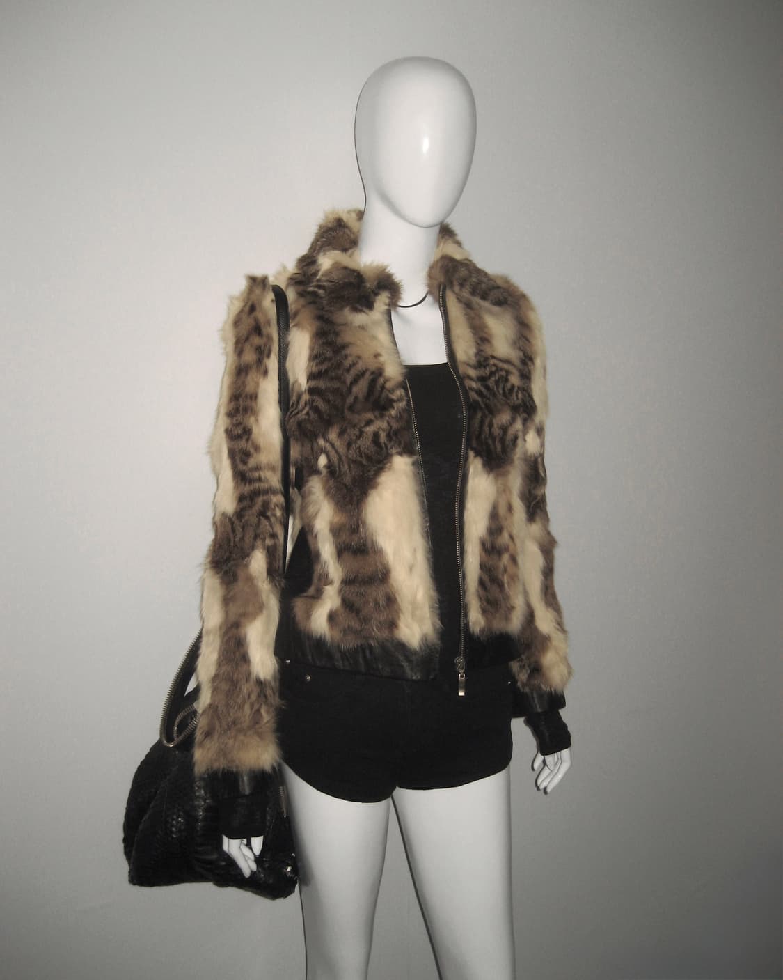 빈티지 토끼퍼 레더 자켓 레오파드 호피 갸루 상품이미지7