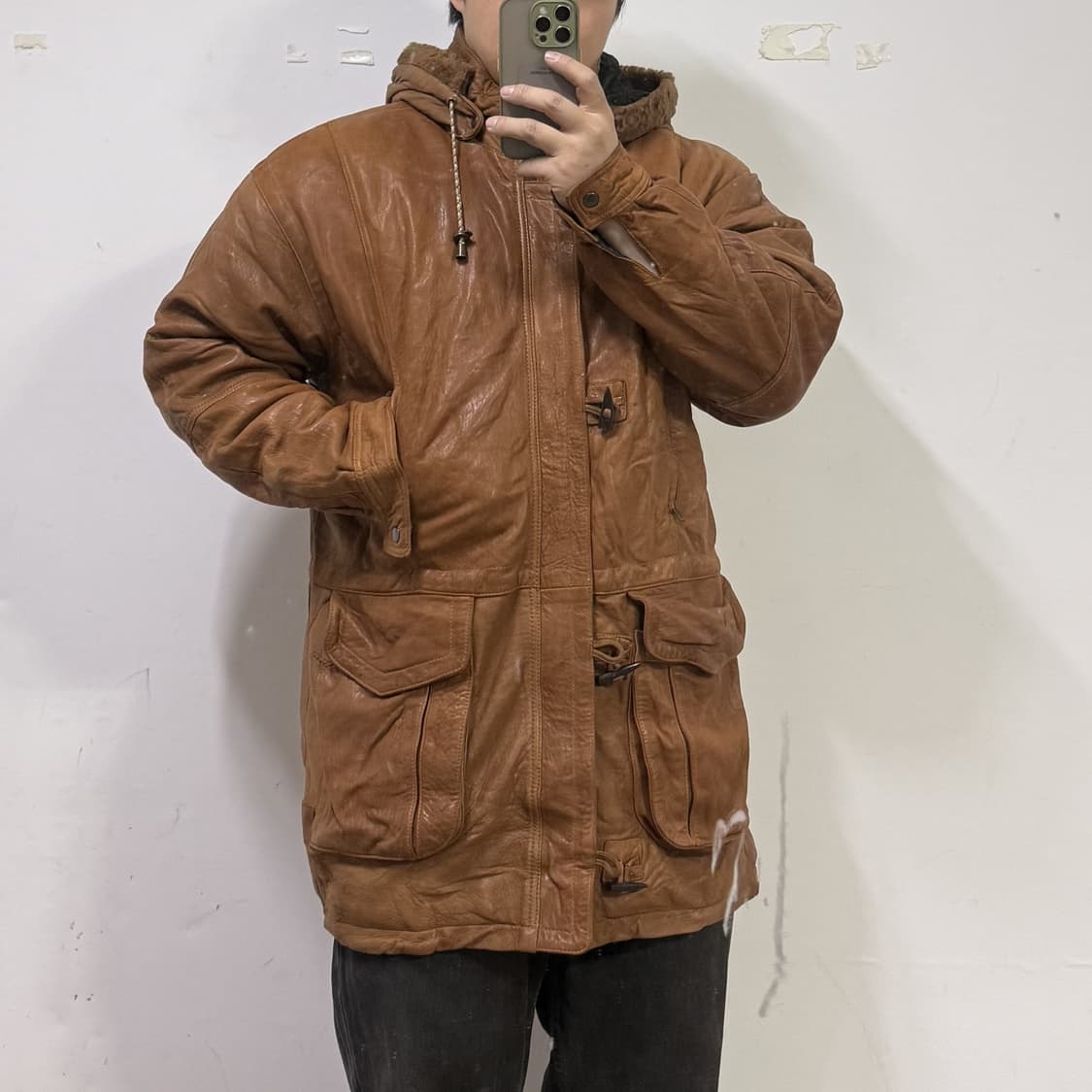 빈티지 레더 후드파카 상품이미지5