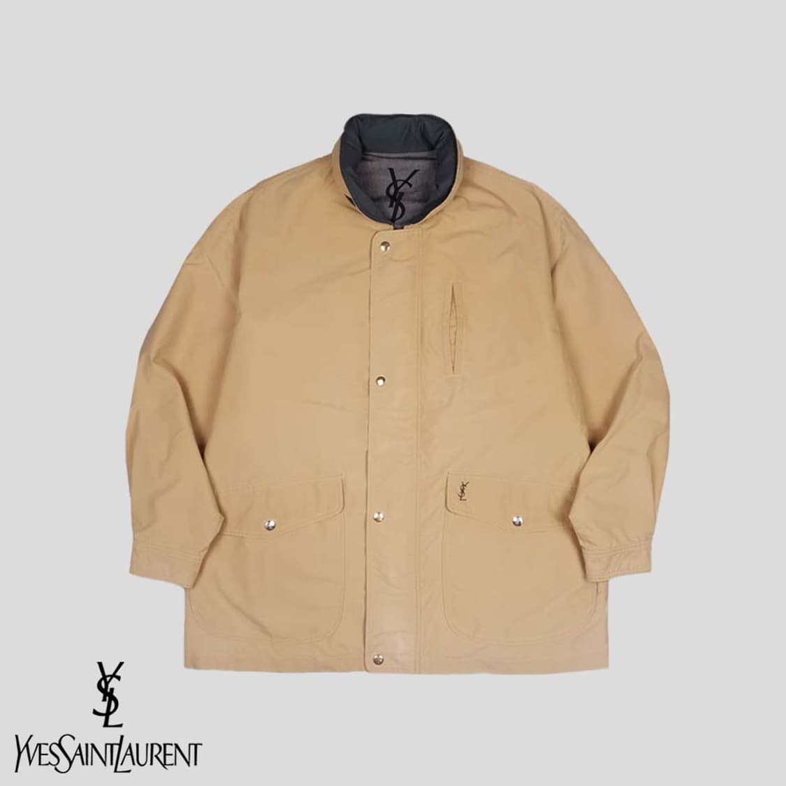 입생로랑 YSL 베이지 포켓 자수로고 히든후드 스윙톱  상품이미지1