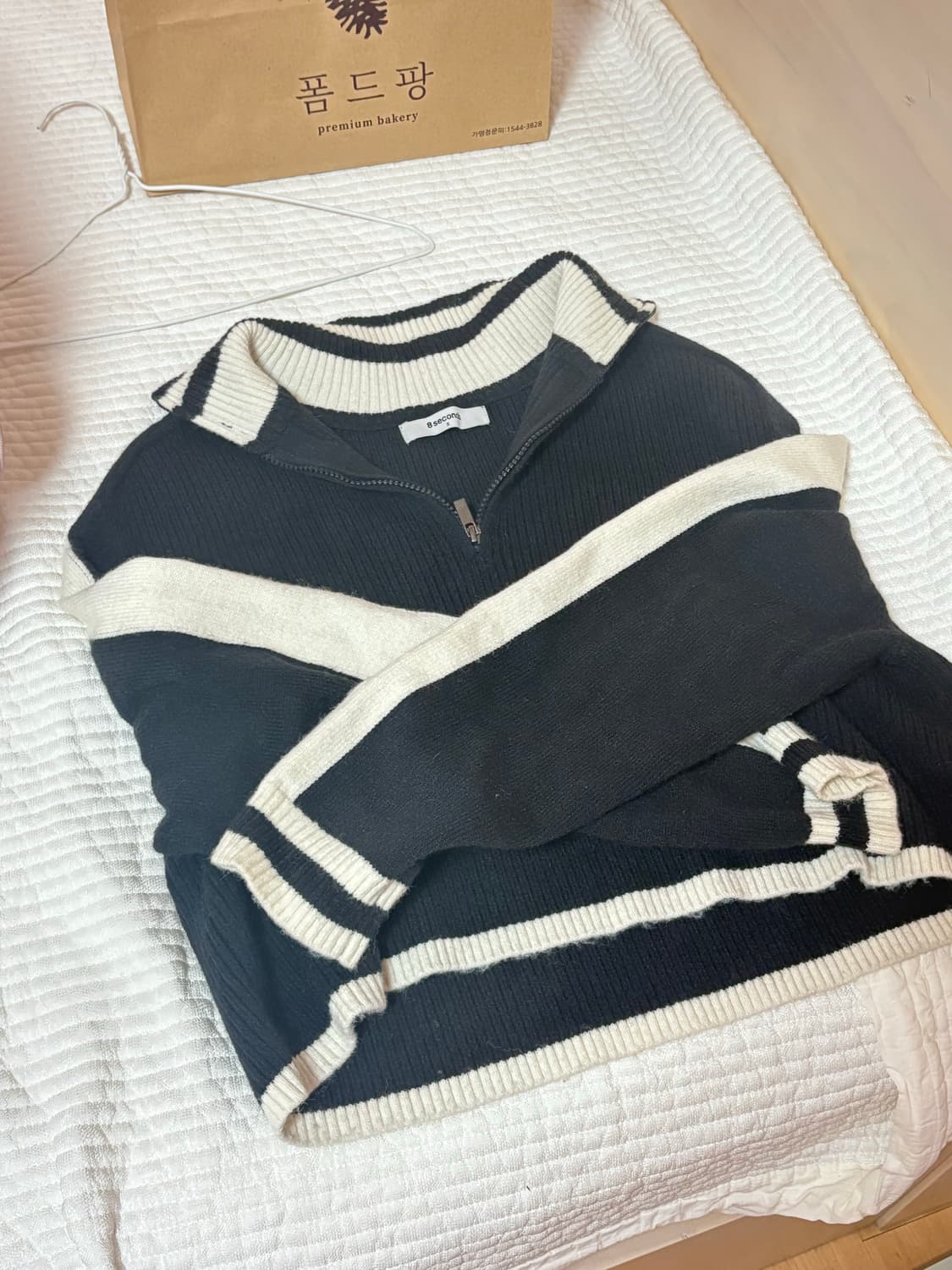 8 seconds 블랙 크롭 반집업 니트 s 상품이미지2