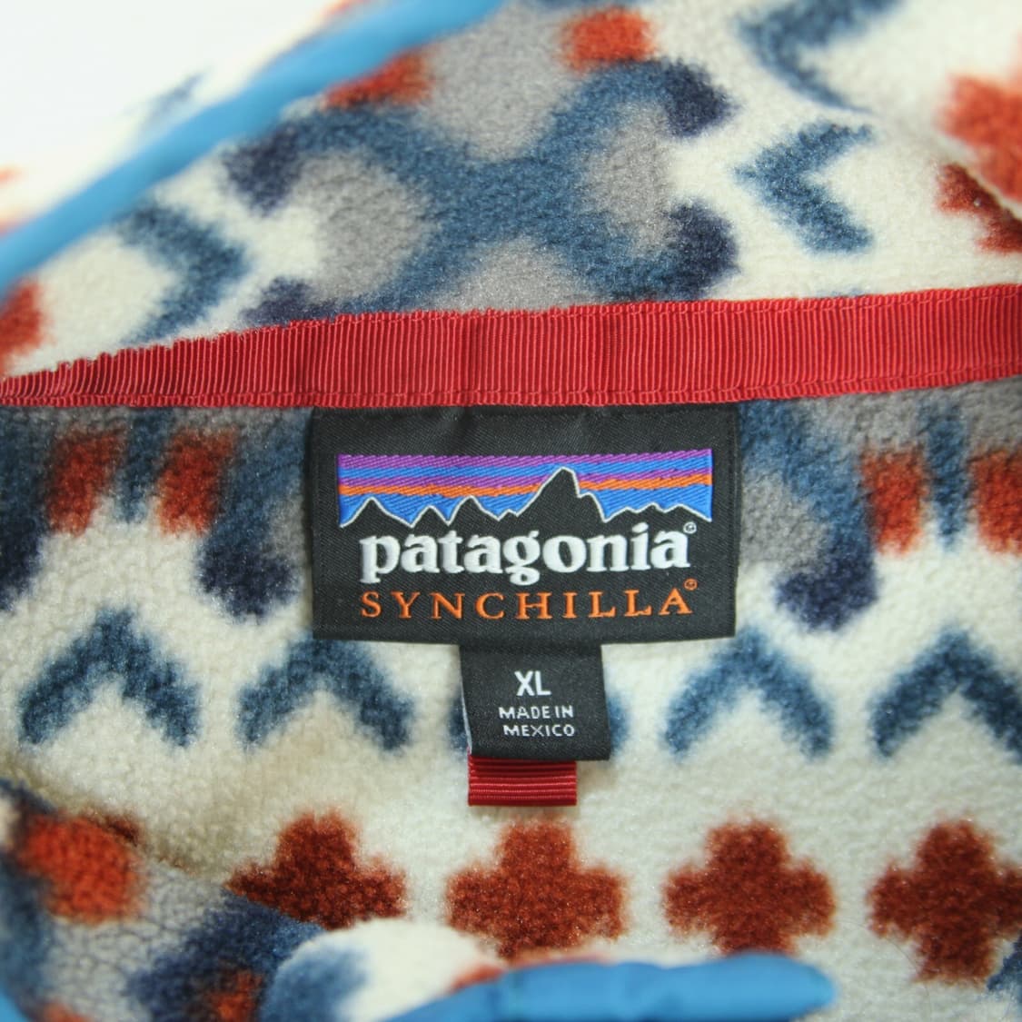15FW 파타고니아 신칠라 스냅-T 아이보리/블루 아즈텍 패턴 멕시코 상품이미지6