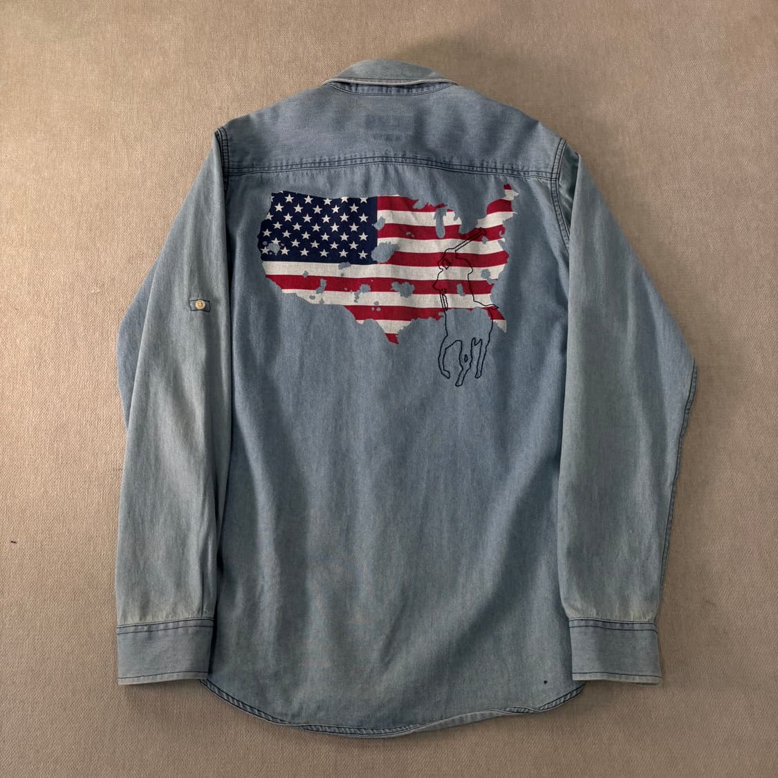 95 폴로랄프로렌 90s 성조기 포니 데님 셔츠 상품이미지2