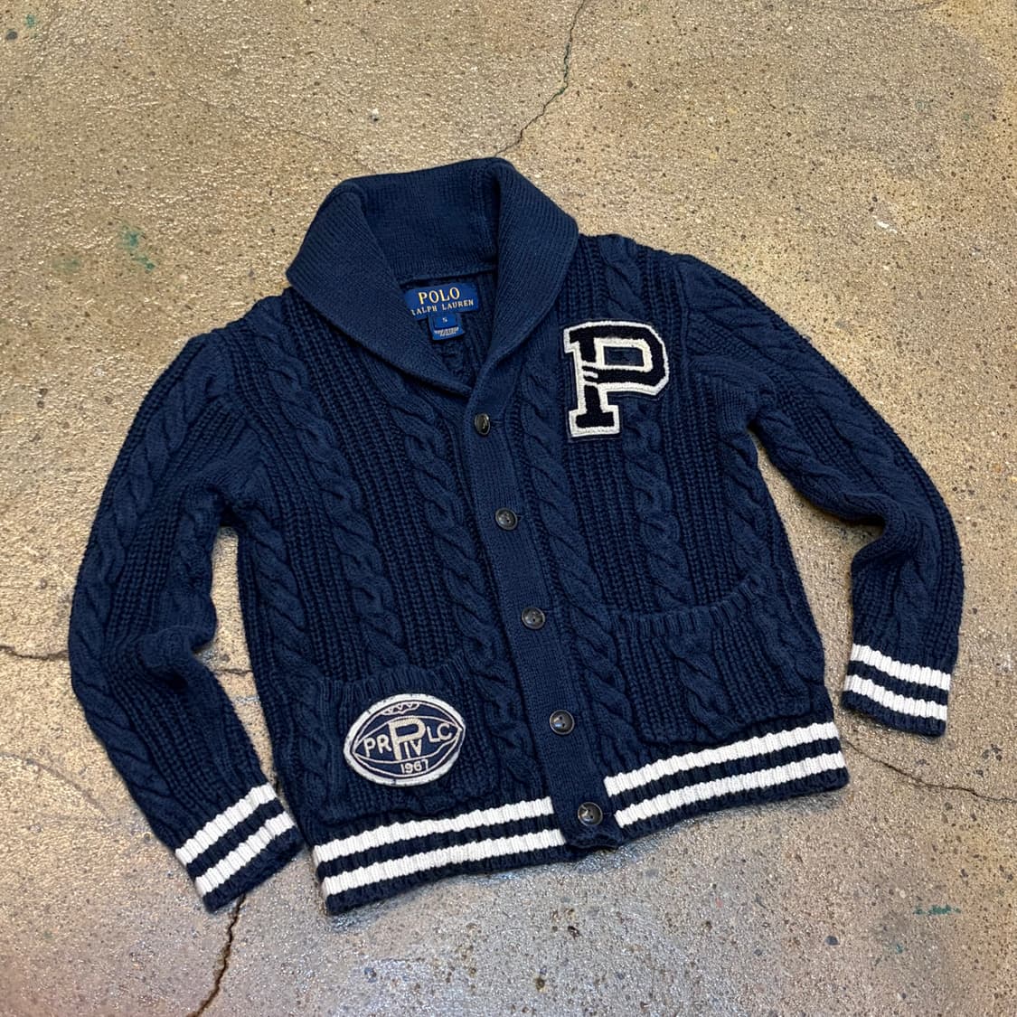 00s USA 빈티지 폴로랄프로렌 아동복 숄카라 코튼 니트 가디건 상품이미지2