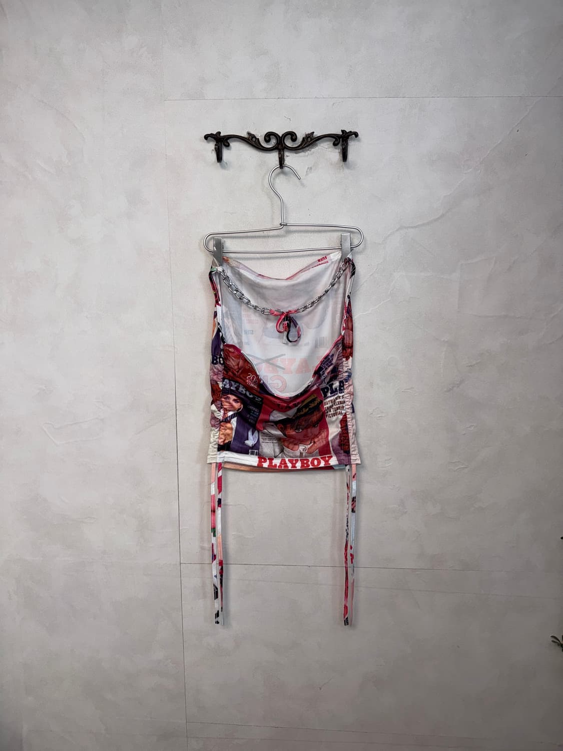 Y2K PLAYBOY PLAYGIRL chain halter 슬리브리스 상품이미지4