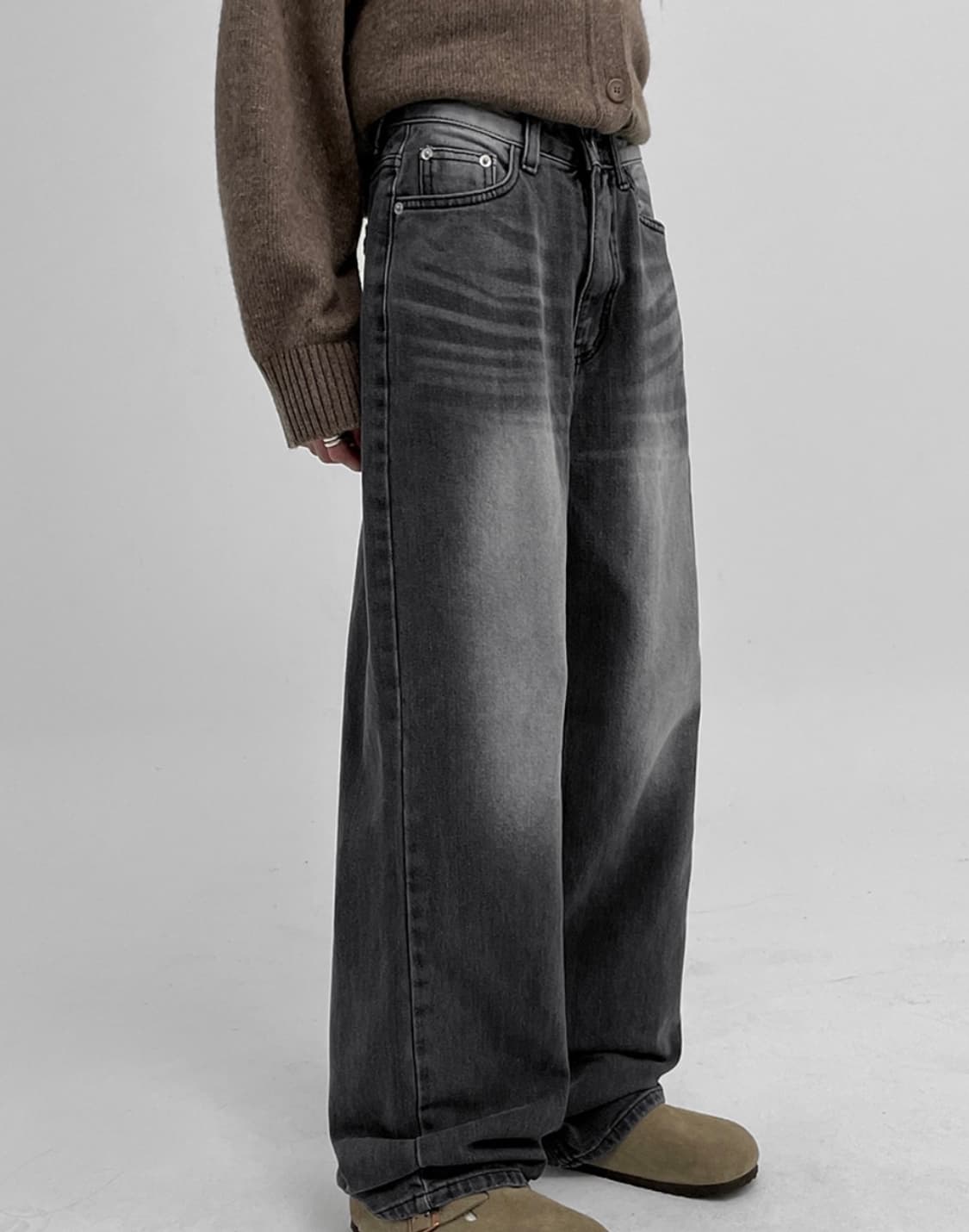 블랙업 워싱 와이드 팬츠 s 상품이미지2