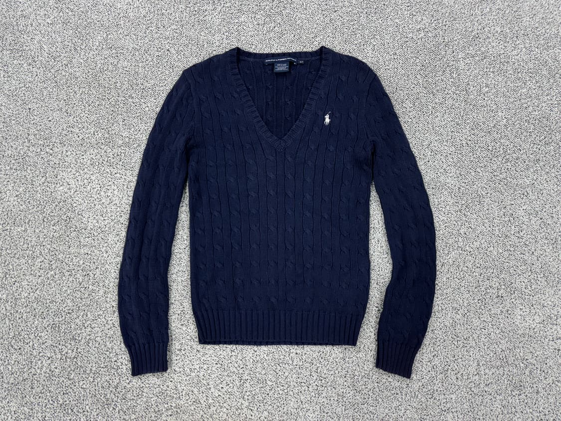 폴로 랄프로렌 브이넥 꽈배기니트 상품이미지1