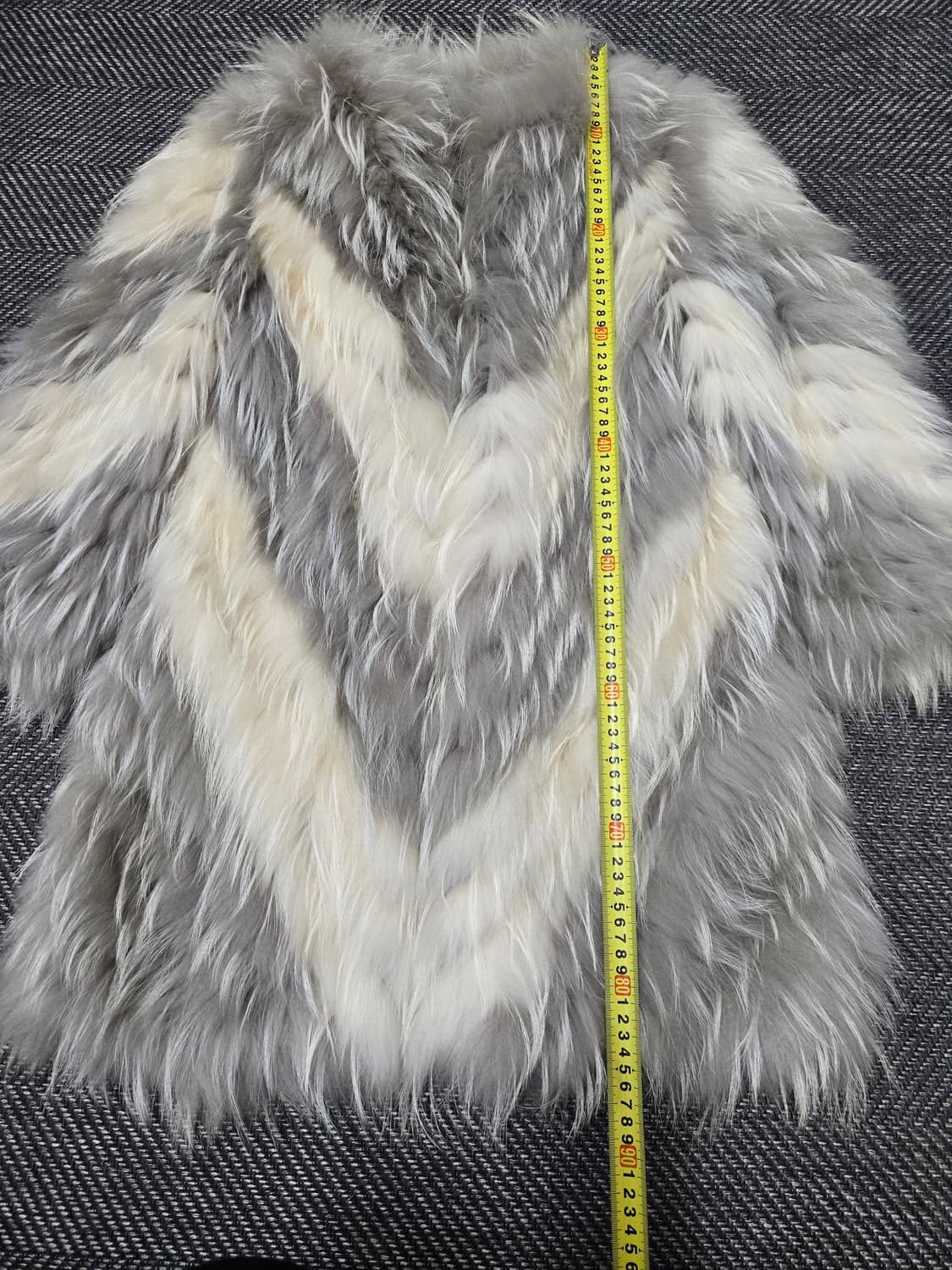 퍼코트 여우털 롱자켓 아이보리/그레이 상품이미지8