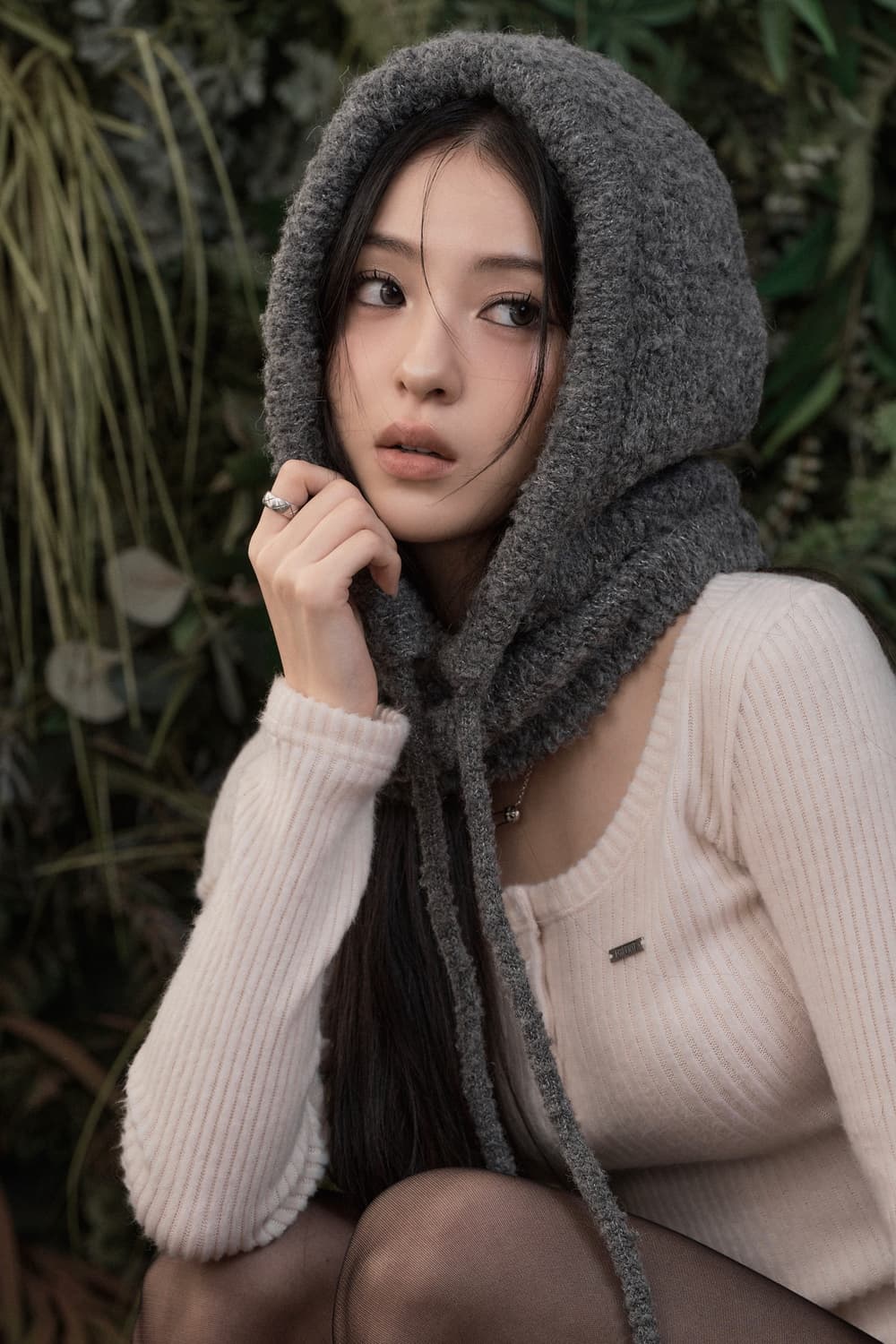 카키포인트 부클 후디드 바라클라바 그레이 상품이미지1