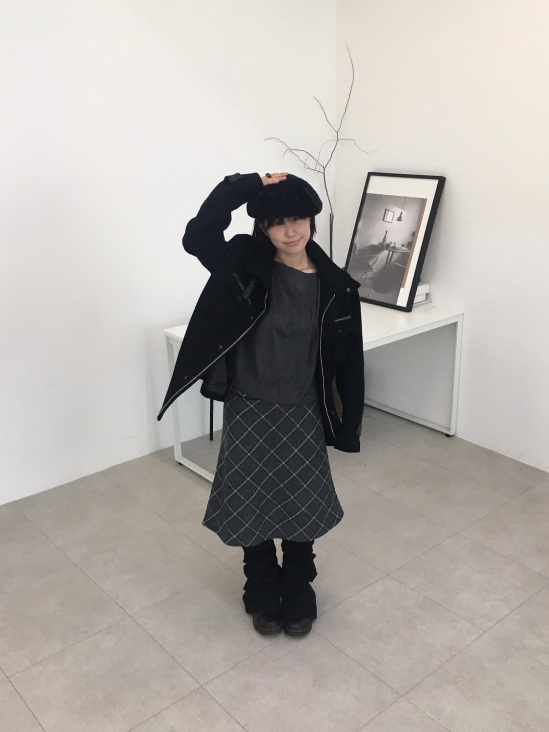 Comme ca ism grey skirt 상품이미지3