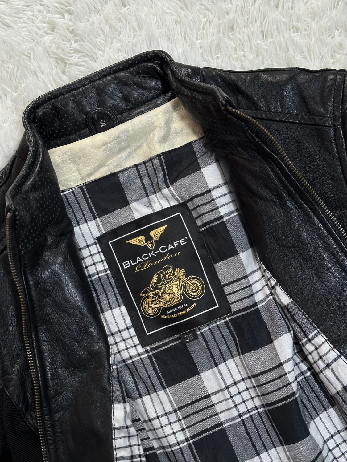 블랙카페런던 가죽 라이더 자켓 S 상품이미지7