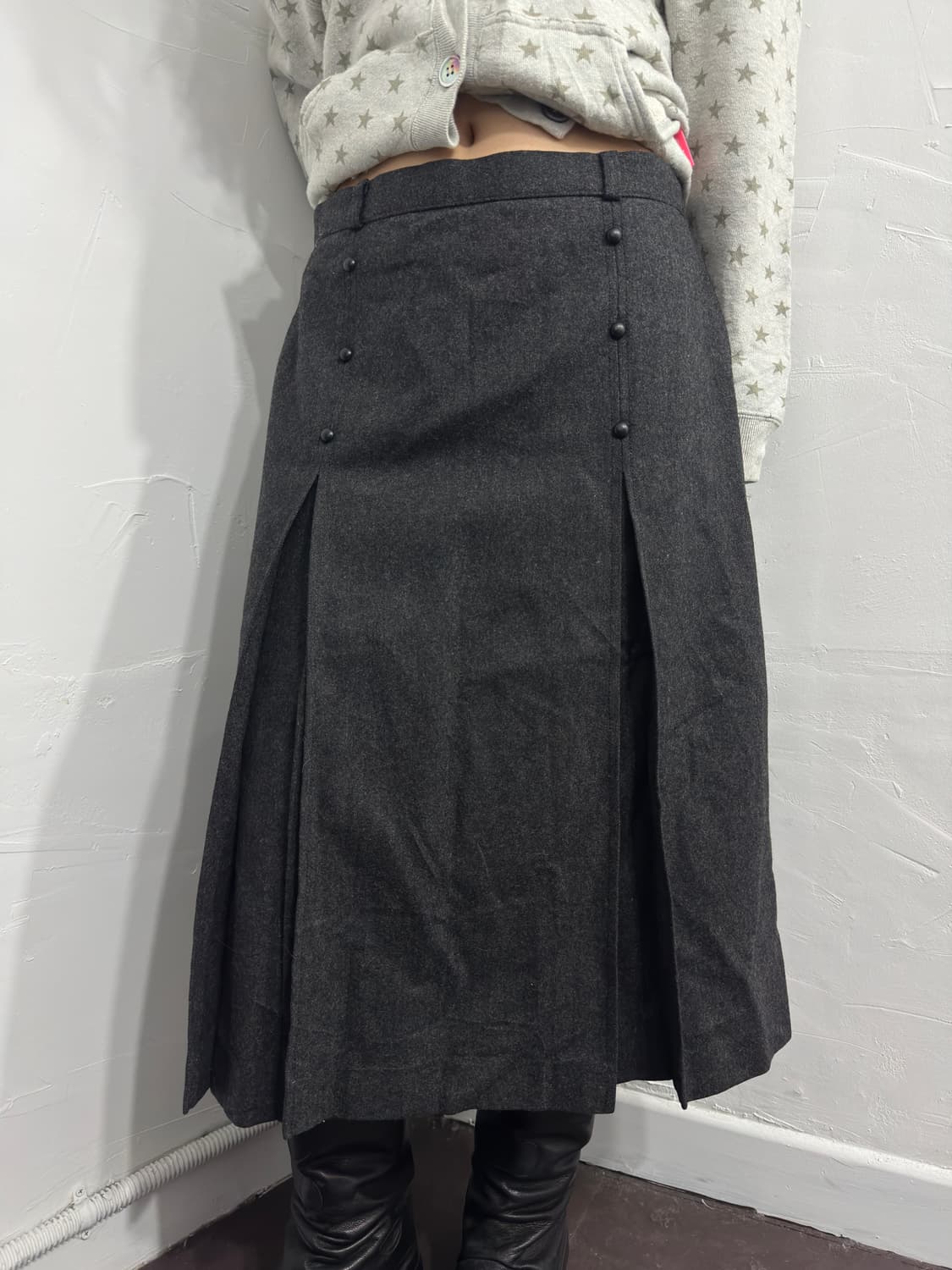 wool pleats wool midi skirt 상품이미지3