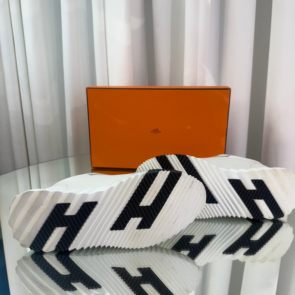 [정품] 에르메스 바운싱 스니커즈 카프스킨 스웨이드 고트스킨 & 블랑 상품이미지5