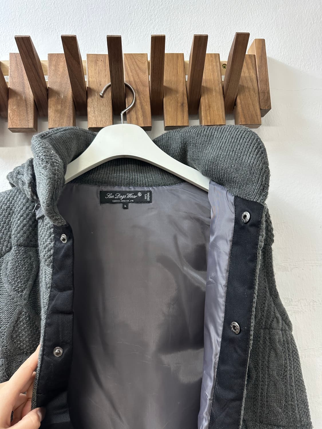 일본빈티지 케이블 니트 패딩 포켓 후드 베스트 상품이미지8