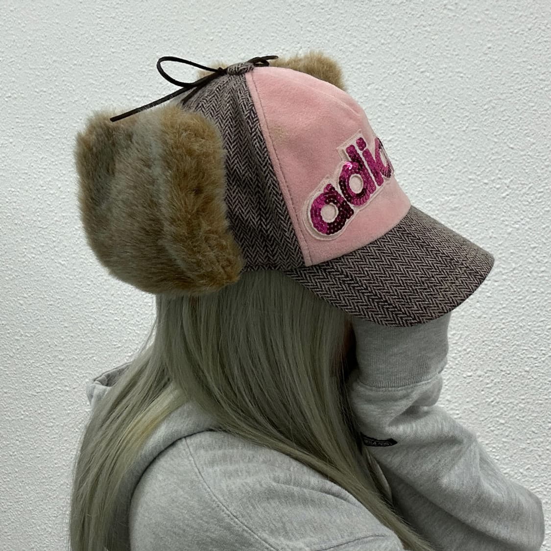 아디다스 y2k 딸기핑크 군밤모자 상품이미지2