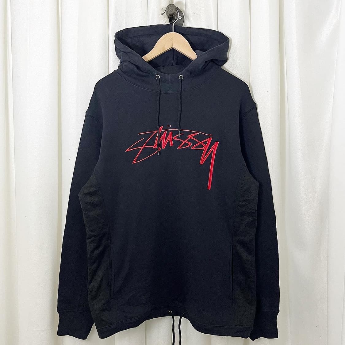 스투시 네이비 레드로고 후드티 상품이미지1