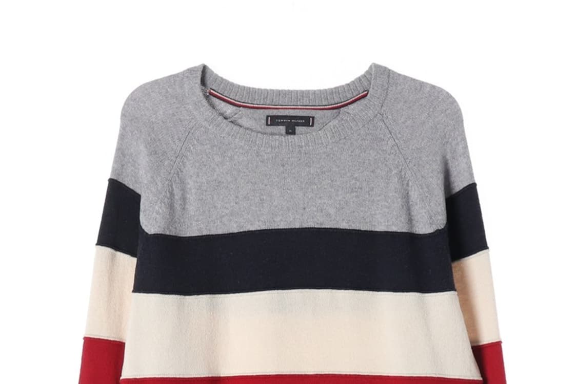 타미힐피거 시그니처 배색 라운드 니트 XL 상품이미지3