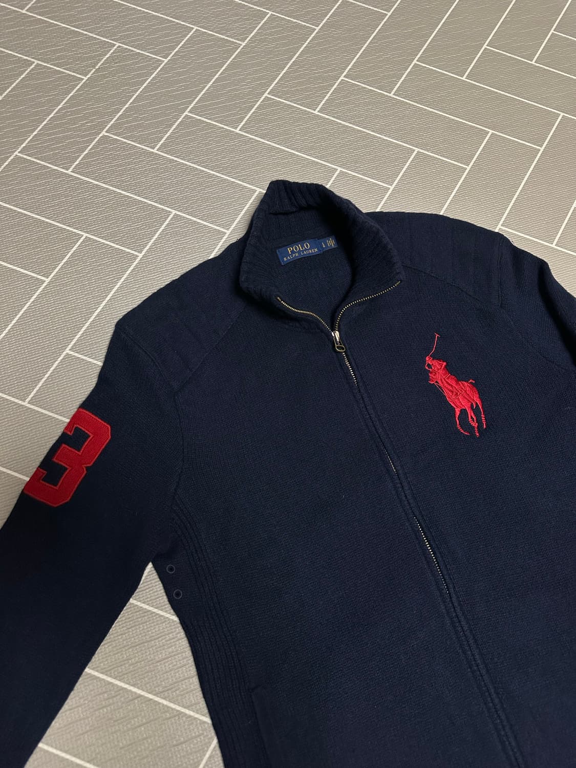 폴로 빅포니 니트집업 네이비 상품이미지1