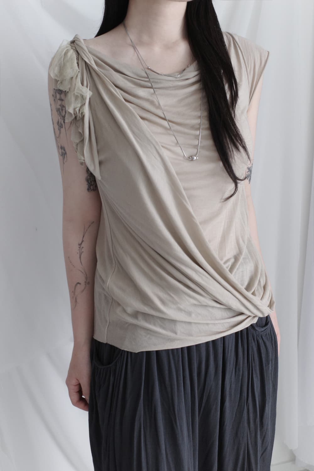 draping unbalanced sleeveless 상품이미지7
