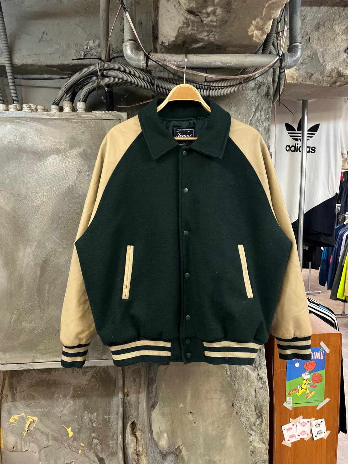 제멋 레더 바시티자켓 그린 2XL#csz2359  상품이미지1