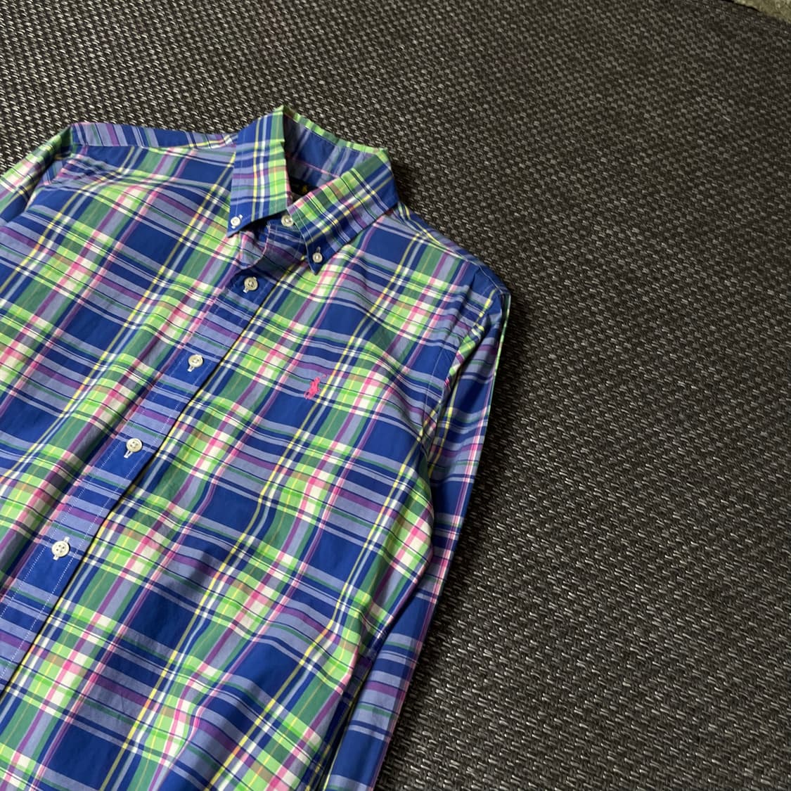폴로랄프로렌 블루 핑크 그린 체크 긴팔 셔츠 S  상품이미지5