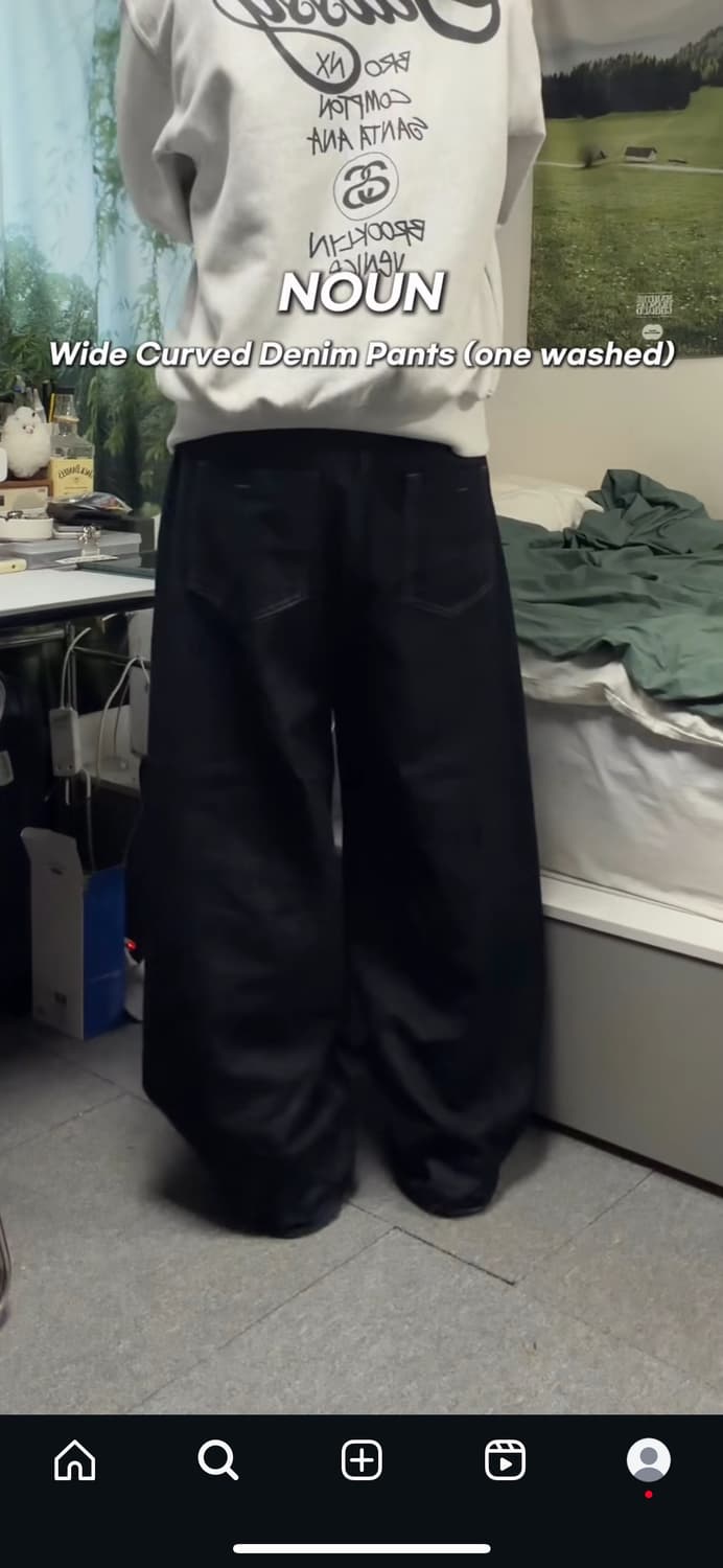 Wide Curved Denim Pants (one washed) 상품이미지1