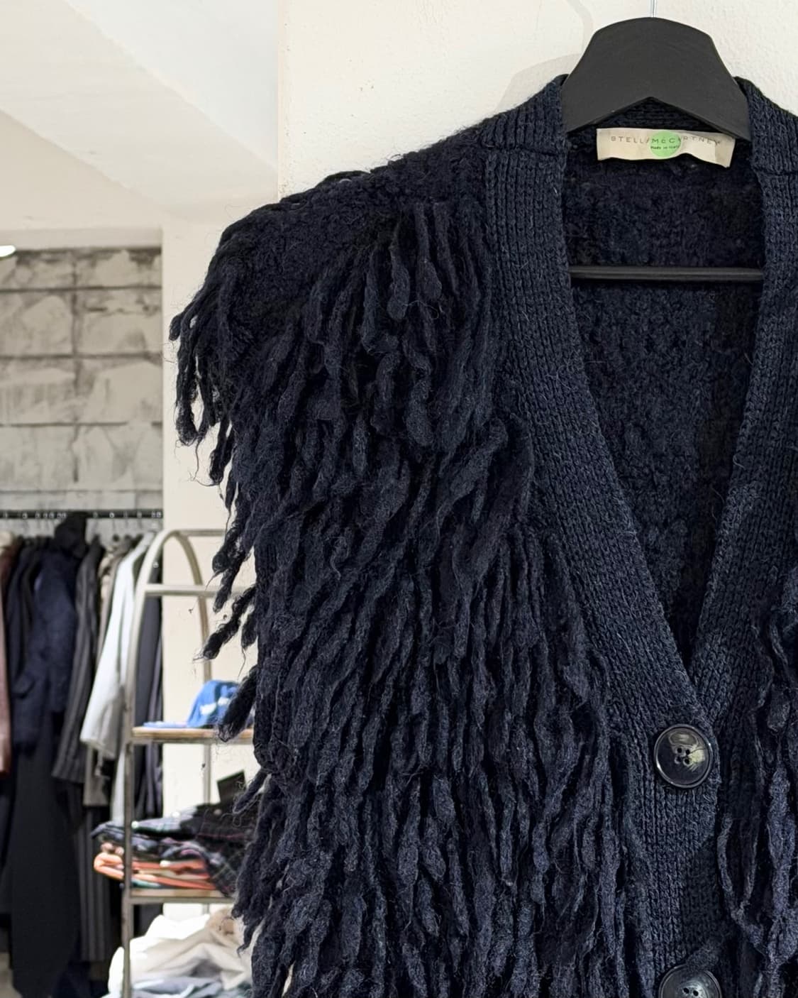 스텔라 매카트니 네이비 울 알파카 프린지 슬리브리스 가디건 상품이미지2