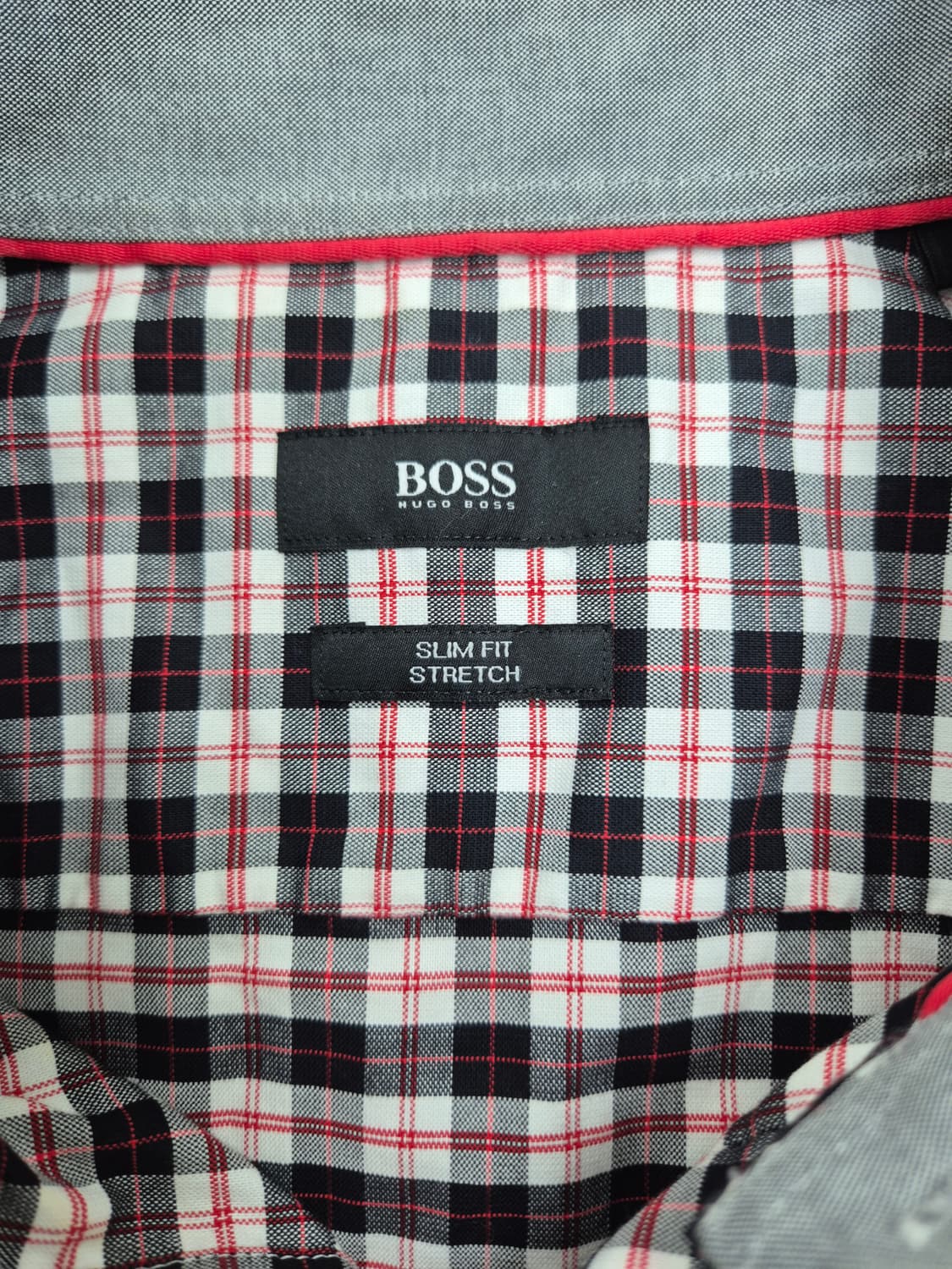 BOSS HUGO BOSS 남성용 블랙/레드 체크 슬림핏 셔츠 상품이미지4